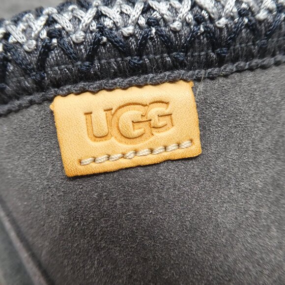 UGG Tasman Gray Suede Wool Open Back Slip On Slippers Mens 14 - Picture 12 of 14